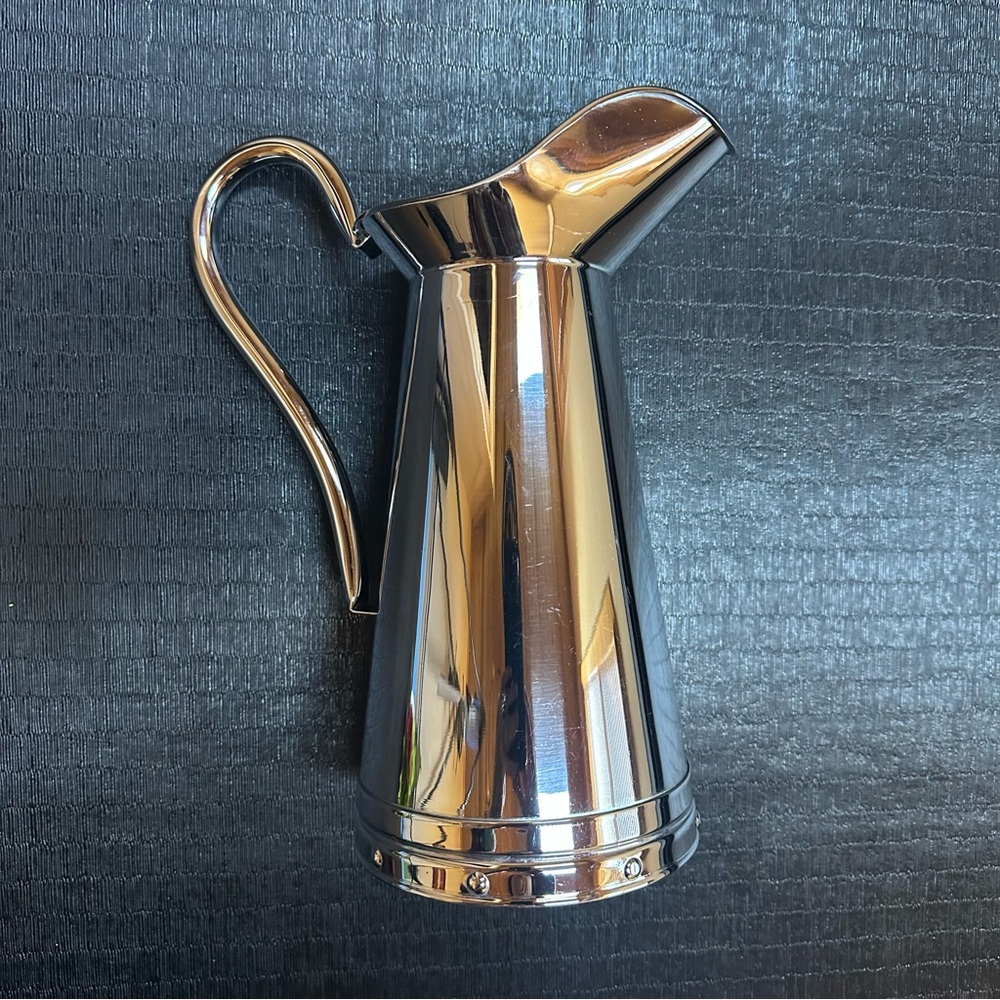 Beautiful Stainless Steel Made in Portugal Farmhouse Style Pitcher, Rivet detail - Picture 2 of 10